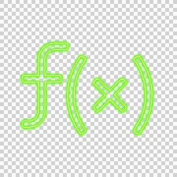 Icon function from the flow of energy of green color. Shimmering neon Illustrazione stock