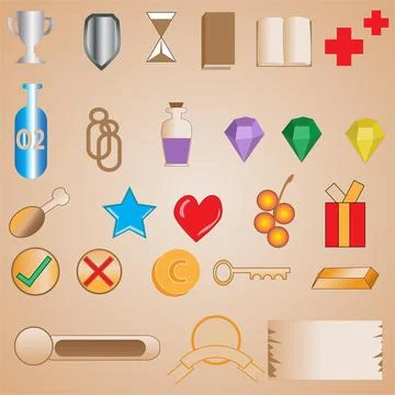 Icon Game Assets and Interfaces Stock Illustration