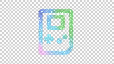 Icon game console handheld is made up of LED square shapes. There are bright Stock Illustration