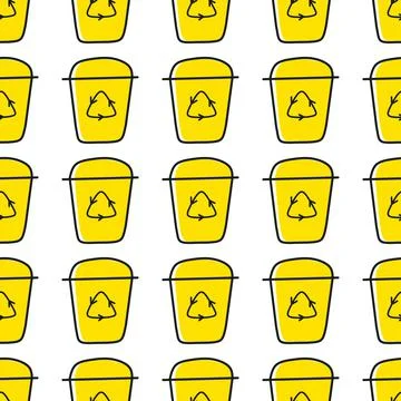 Icon with garbage recycling bin pattern for paper design. Seamless vector Stock Illustration