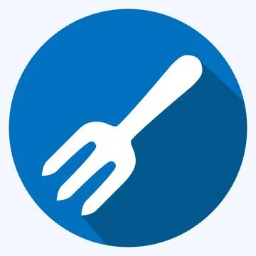 Icon Garden Fork - Long Shadow Style - Simple illustration,Editable stroke Stock Illustration