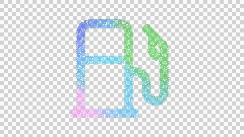 Icon gas pump is made up of LED square shapes. There are bright diodes and there Stock Illustration