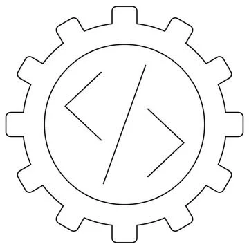 Icon of a gear with a code symbol inside 스톡 일러스트
