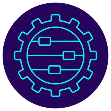 Icon of a gear with horizontal sliders inside Stock Illustration