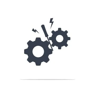 The icon of gear stuck. Isolated Vector Icon Stock Illustration