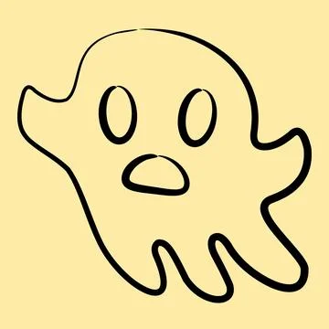 Icon ghost. Illustration of halloween elements. Icon in hand drawn style. Stock Illustration