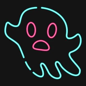 Icon ghost. Illustration of halloween elements. Icon in neon style. Stock Illustration