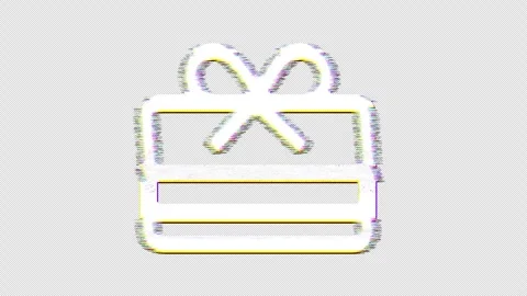 Icon gift card is distorted. Glitch. Noise, chromatic aberration, geometric Vídeos de archivo 305979859