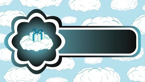 Icon gift on cloud and sky Stock Footage 95684137