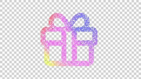 Icon gift is made up of LED square shapes. There are bright diodes and there are Stock Illustration