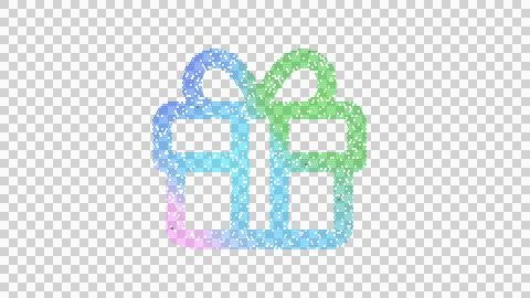 Icon gift is made up of LED square shapes. There are bright diodes and there are 스톡 일러스트