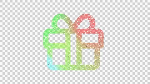 Icon gift is made up of LED square shapes. There are bright diodes and there are Stock Illustration