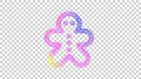 Icon gingerbread man is made up of LED square shapes. There are bright diodes Stock Illustration