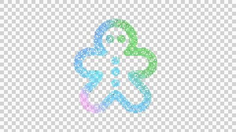 Icon gingerbread man is made up of LED square shapes. There are bright diodes Stock Illustration