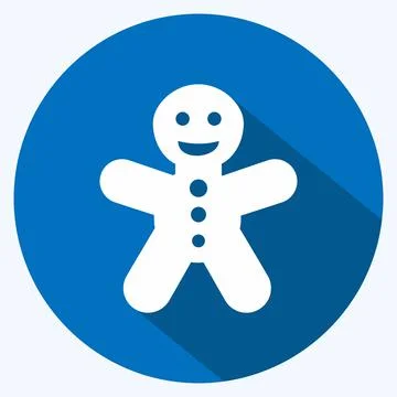 Icon Gingerbread Man. suitable for Bee Farm. Long Shadow Style. simple design Illustrazione stock