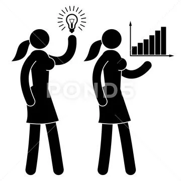 Icon of a girl with an idea growth chart Stock Illustration