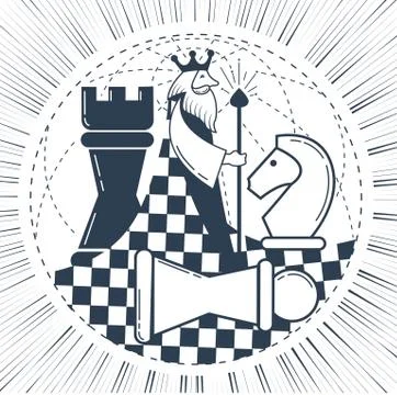 Icon of the global chess game chess Illustrazione stock