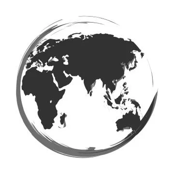 Icon of a globe made from brush Stock Illustration