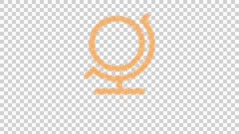 Icon globe stand is made of yellow grains of sand. Some grains of sand fall Stock Illustration