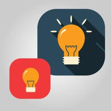 Icon glowing light bulb on a simple shield Stock Illustration