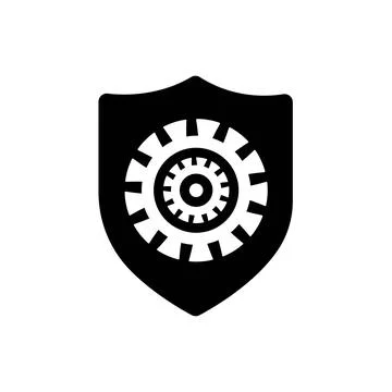 Icon Glyph Shield Gear setting. Solid style. Stock Illustration
