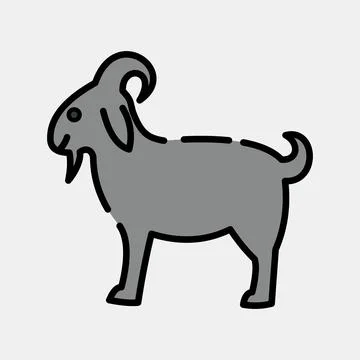 Icon goat. Islamic elements of Ramadhan, Eid Al Fitr, Eid Al Adha. Icons in.. Stock Illustration