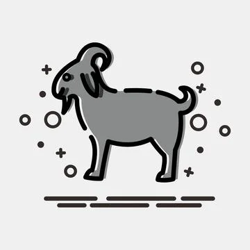 Icon goat. Islamic elements of Ramadhan, Eid Al Fitr, Eid Al Adha. Icons in.. Illustrazione stock