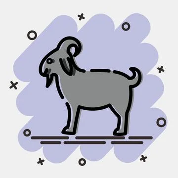 Icon goat. Islamic elements of Ramadhan, Eid Al Fitr, Eid Al Adha. Icons in.. Stock Illustration