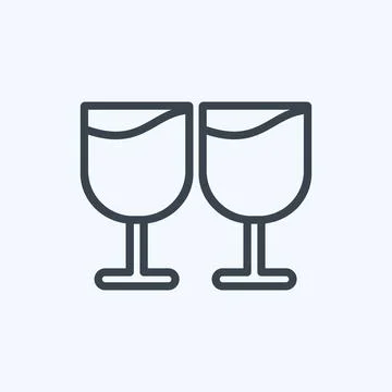 Icon Goblets. suitable for Wedding symbol. line style. simple design editable Stock Illustration