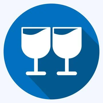 Icon Goblets. suitable for Wedding symbol. long shadow style. simple design e Stock Illustration