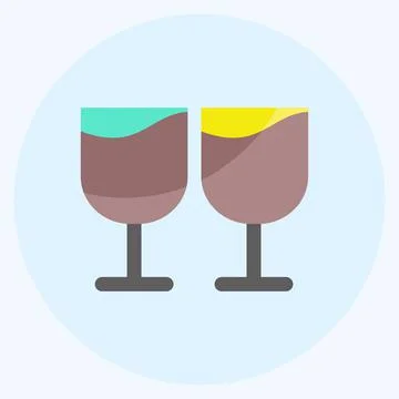 Icon Goblets. suitable for Wedding symbol. flat style. simple design editable Stock Illustration