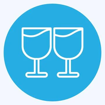 Icon Goblets. suitable for Wedding symbol. blue eyes style. simple design edi Stock Illustration