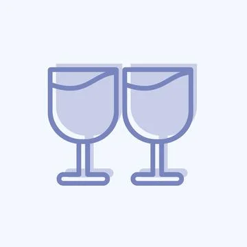 Icon Goblets. suitable for Wedding symbol. two tone style. simple design edit Stock Illustration
