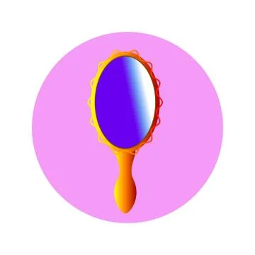 Icon gold hand mirror in circle Stock Illustration