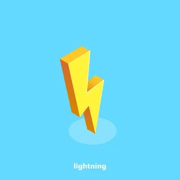 Icon gold lightning on a blue background, isometric image イラスト素材