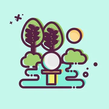 Icon Golf Field. related to Golf symbol. MBE style. simple design editable... イラスト素材