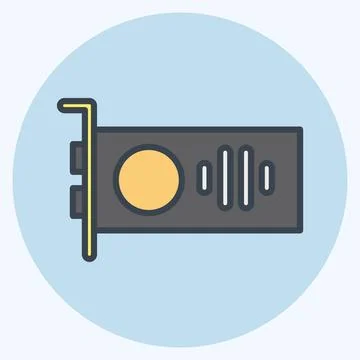 Icon GPU. suitable for Computer Components symbol. color mate style. simple d 스톡 일러스트
