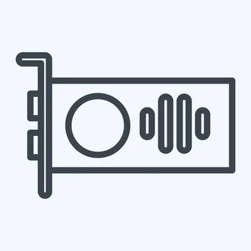 Icon GPU. suitable for Computer Components symbol. line style. simple design  Illustrazione stock