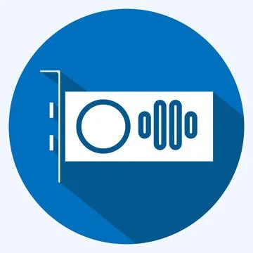 Icon GPU. suitable for Computer Components symbol. long shadow style. simple  스톡 일러스트