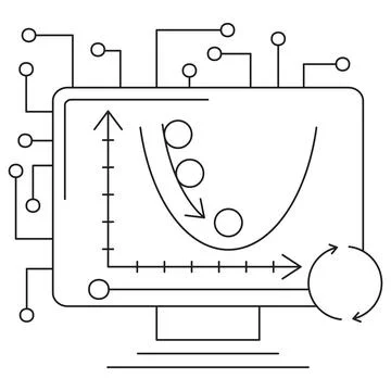 Icon of gradient descent in AI Stock Illustration
