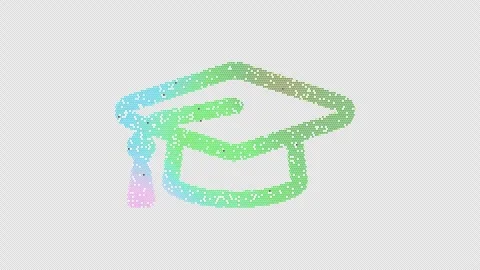 Icon graduation cap is made up of LED square shapes that shimmer and flicker. Stock Footage 292533938