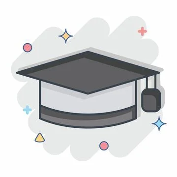 Icon Graduation Hat. related to Learning symbol. comic style. simple design.. Stock Illustration