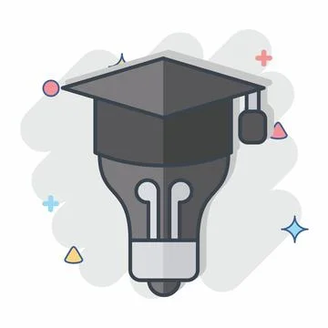 Icon Graduation Idea. related to Learning symbol. comic style. simple desig.. Stock Illustration