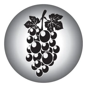 Icon of grape and leaves Stock Illustration