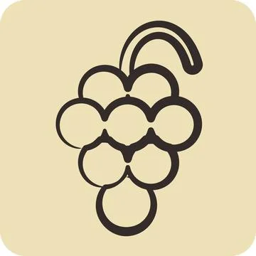 Icon Grape. suitable for education symbol. hand drawn style. simple design .. Stock Illustration