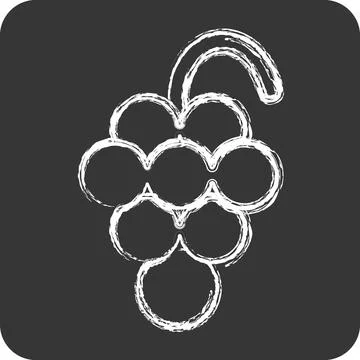 Icon Grape. suitable for education symbol. chalk Style. simple design edita.. Stock Illustration