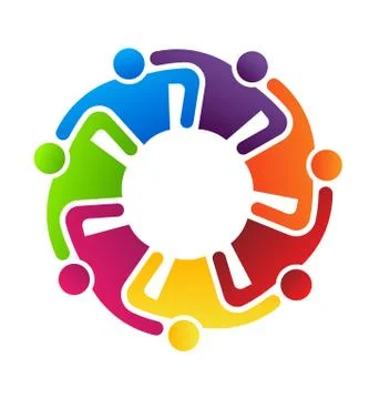 Icon Graphic Teamwork Hug Group of People Stock Illustration