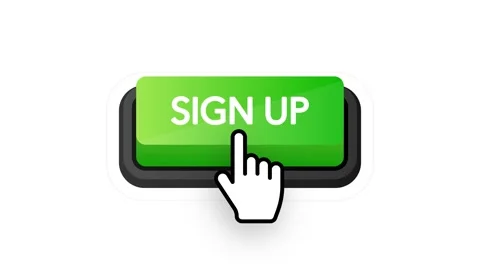 Icon with green sign up 3D button on white background for web marketing design Stock Footage 153489514