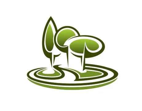 Icon of green trees in a park Illustrazione stock