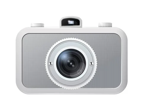 Icon grey plastic camera isolated on white background Stock Illustration